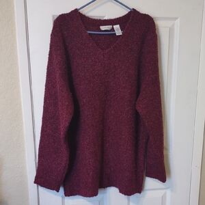 Elegant Maroon V-Neck Sweater